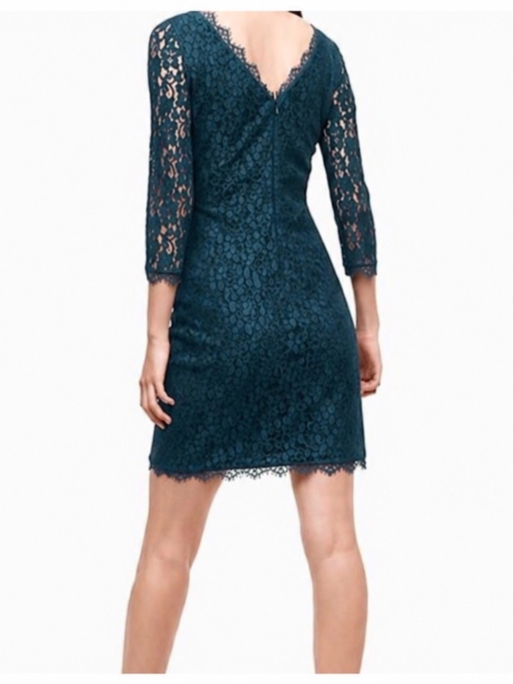 Aritzia Babaton Rafael Lace Mini Dress Dark Teal Formal Size 4 - Picture 3 of 16